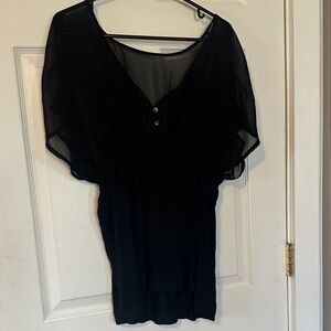 Target Black Sheer Flutter-Sleeve Tunic Top